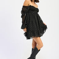 LONG SLEEVE SMOCKED BABY DOLL MINI DRESS-Emory Park-[option4]-[option5]-[option6]-[option7]-[option8]-Shop-Boutique-Clothing-for-Women-Online