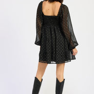 LONG SLEEVE SMOCKED BABY DOLL MINI DRESS-Emory Park-[option4]-[option5]-[option6]-[option7]-[option8]-Shop-Boutique-Clothing-for-Women-Online
