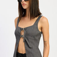 PINSTRIPES SQUARED NECK TOP WITH BUCKLE DETAIL-Emory Park-[option4]-[option5]-[option6]-[option7]-[option8]-Shop-Boutique-Clothing-for-Women-Online