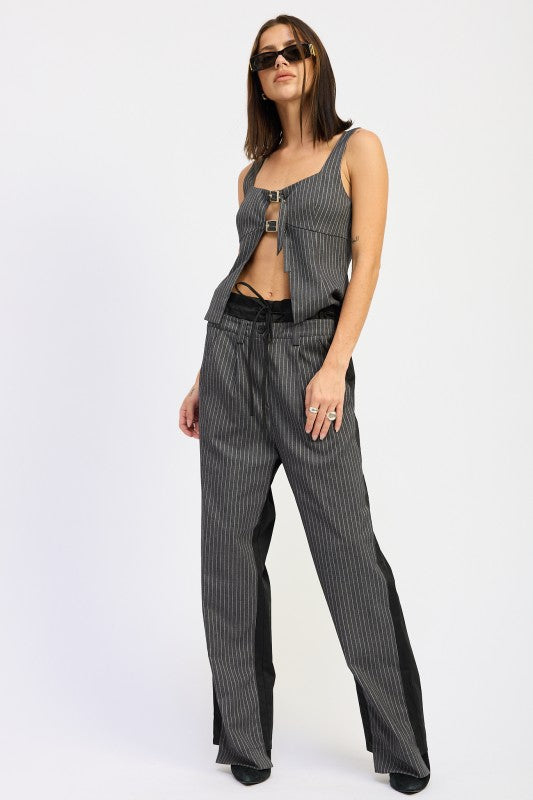 PINSTRIPES SQUARED NECK TOP WITH BUCKLE DETAIL-Emory Park-[option4]-[option5]-[option6]-[option7]-[option8]-Shop-Boutique-Clothing-for-Women-Online