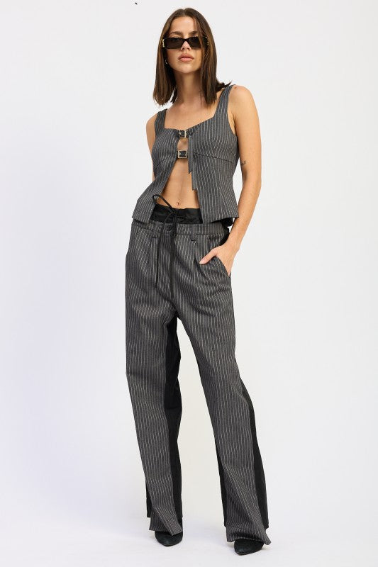 PINSTRIPES SQUARED NECK TOP WITH BUCKLE DETAIL-Emory Park-[option4]-[option5]-[option6]-[option7]-[option8]-Shop-Boutique-Clothing-for-Women-Online