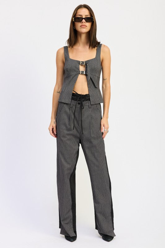 PINSTRIPES SQUARED NECK TOP WITH BUCKLE DETAIL-Emory Park-[option4]-[option5]-[option6]-[option7]-[option8]-Shop-Boutique-Clothing-for-Women-Online