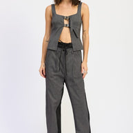 PINSTRIPES SQUARED NECK TOP WITH BUCKLE DETAIL-Emory Park-[option4]-[option5]-[option6]-[option7]-[option8]-Shop-Boutique-Clothing-for-Women-Online