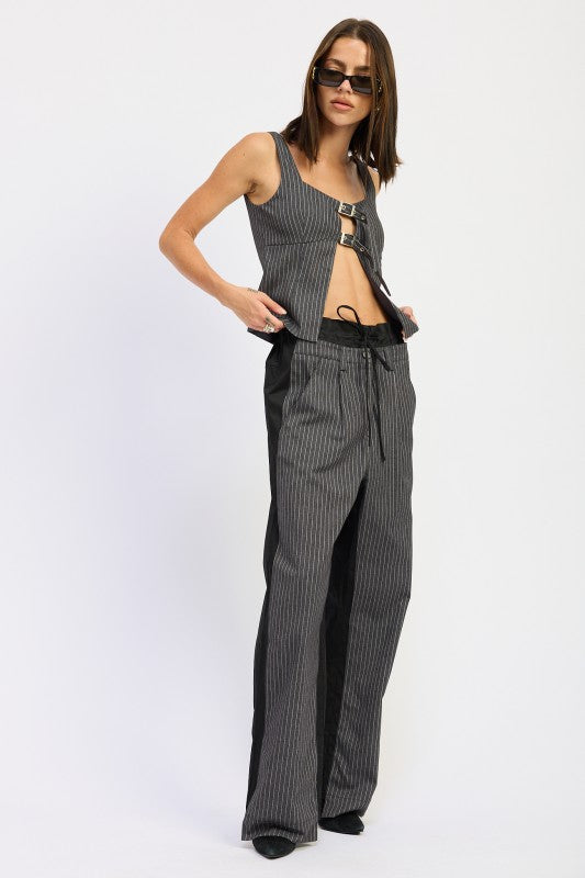 LOOSE FIT MIX MEDIA PANTS-Emory Park-[option4]-[option5]-[option6]-[option7]-[option8]-Shop-Boutique-Clothing-for-Women-Online
