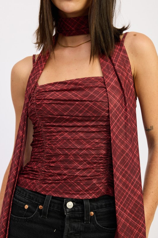 SPAGHETTI STRAP TOP WITH SCARF AND BACK ZIPPER-Emory Park-[option4]-[option5]-[option6]-[option7]-[option8]-Shop-Boutique-Clothing-for-Women-Online
