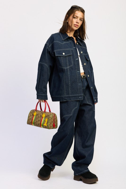 OVERSIZED TWILL BUTTON UP JACKET-Emory Park-[option4]-[option5]-[option6]-[option7]-[option8]-Shop-Boutique-Clothing-for-Women-Online