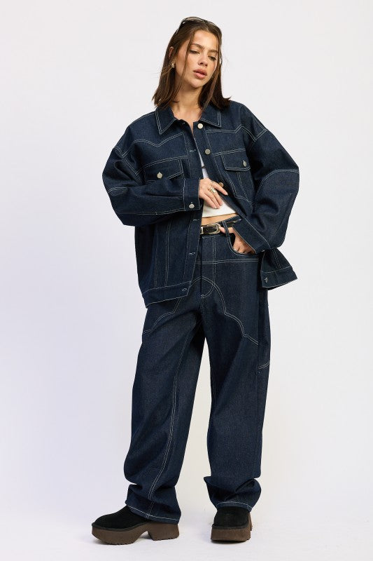 OVERSIZED TWILL BUTTON UP JACKET-Emory Park-[option4]-[option5]-[option6]-[option7]-[option8]-Shop-Boutique-Clothing-for-Women-Online