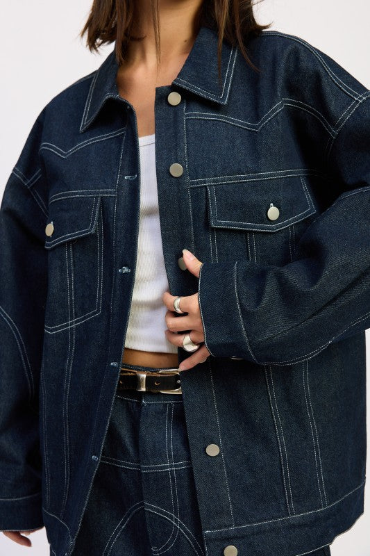 OVERSIZED TWILL BUTTON UP JACKET-Emory Park-[option4]-[option5]-[option6]-[option7]-[option8]-Shop-Boutique-Clothing-for-Women-Online