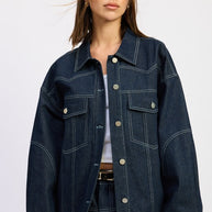OVERSIZED TWILL BUTTON UP JACKET-Emory Park-[option4]-[option5]-[option6]-[option7]-[option8]-Shop-Boutique-Clothing-for-Women-Online