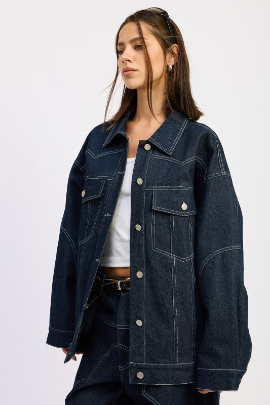 OVERSIZED TWILL BUTTON UP JACKET-Emory Park-[option4]-[option5]-[option6]-[option7]-[option8]-Shop-Boutique-Clothing-for-Women-Online