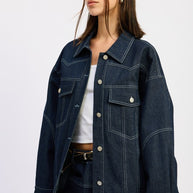 OVERSIZED TWILL BUTTON UP JACKET-Emory Park-[option4]-[option5]-[option6]-[option7]-[option8]-Shop-Boutique-Clothing-for-Women-Online
