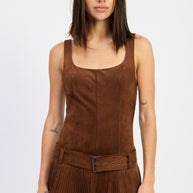 BELTED SUEDE PLEAT MINI DRESS-Emory Park-[option4]-[option5]-[option6]-[option7]-[option8]-Shop-Boutique-Clothing-for-Women-Online