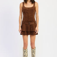 BELTED SUEDE PLEAT MINI DRESS-Emory Park-[option4]-[option5]-[option6]-[option7]-[option8]-Shop-Boutique-Clothing-for-Women-Online