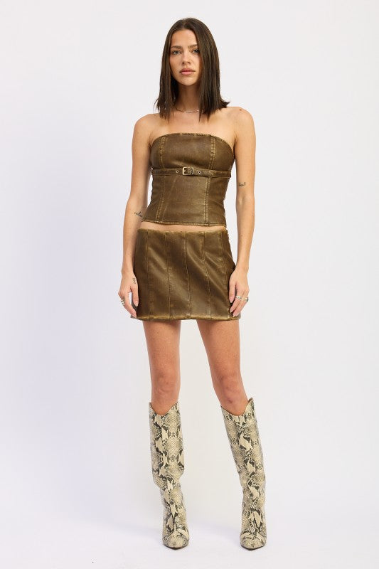 LEATHER TUBE TOP WITH BELT DETAIL-Emory Park-[option4]-[option5]-[option6]-[option7]-[option8]-Shop-Boutique-Clothing-for-Women-Online