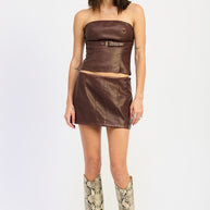 LEATHER TUBE TOP WITH BELT DETAIL-Emory Park-[option4]-[option5]-[option6]-[option7]-[option8]-Shop-Boutique-Clothing-for-Women-Online