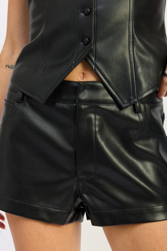 LEATHER SHORTS WITH POCKETS-Emory Park-[option4]-[option5]-[option6]-[option7]-[option8]-Shop-Boutique-Clothing-for-Women-Online