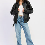 SHEARLING COLLAR VEGAN LEATHER JACKET-Emory Park-[option4]-[option5]-[option6]-[option7]-[option8]-Shop-Boutique-Clothing-for-Women-Online