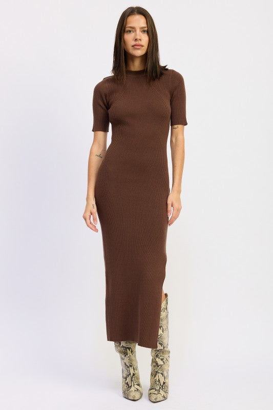 RIBBED SWEATER MIDI DRESS WITH SLIT-Emory Park-[option4]-[option5]-[option6]-[option7]-[option8]-Shop-Boutique-Clothing-for-Women-Online