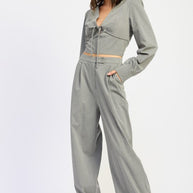 PLEATED WIDE LEG TROUSER WITH RHINESTONES-Emory Park-[option4]-[option5]-[option6]-[option7]-[option8]-Shop-Boutique-Clothing-for-Women-Online