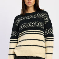 FAIR SLE STRIPED OVERSIZE SWEATER-Emory Park-BLACK CREAM-S-[option4]-[option5]-[option6]-[option7]-[option8]-Shop-Boutique-Clothing-for-Women-Online