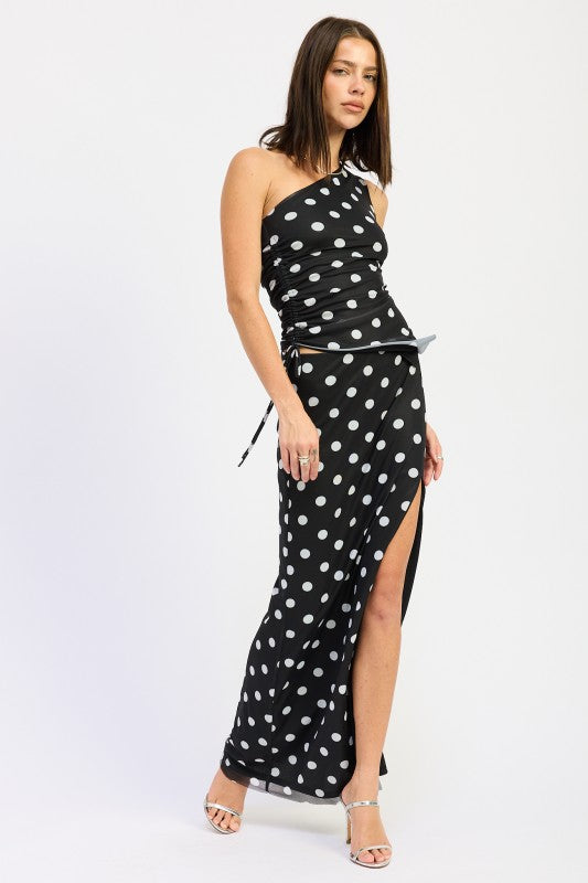 POLKADOT MAXI SKIRT WITH FRONT SLIT-Emory Park-[option4]-[option5]-[option6]-[option7]-[option8]-Shop-Boutique-Clothing-for-Women-Online