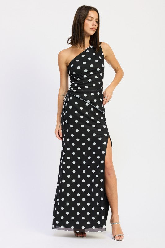 POLKADOT MAXI SKIRT WITH FRONT SLIT-Emory Park-[option4]-[option5]-[option6]-[option7]-[option8]-Shop-Boutique-Clothing-for-Women-Online