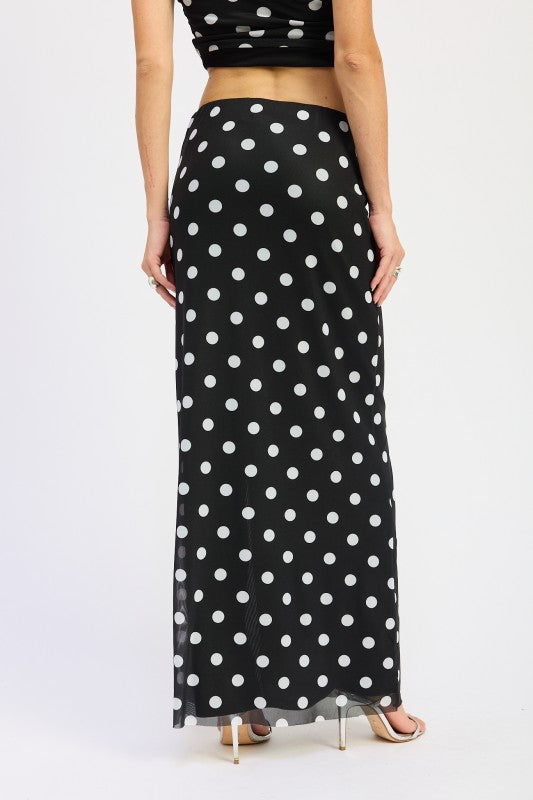 POLKADOT MAXI SKIRT WITH FRONT SLIT-Emory Park-[option4]-[option5]-[option6]-[option7]-[option8]-Shop-Boutique-Clothing-for-Women-Online