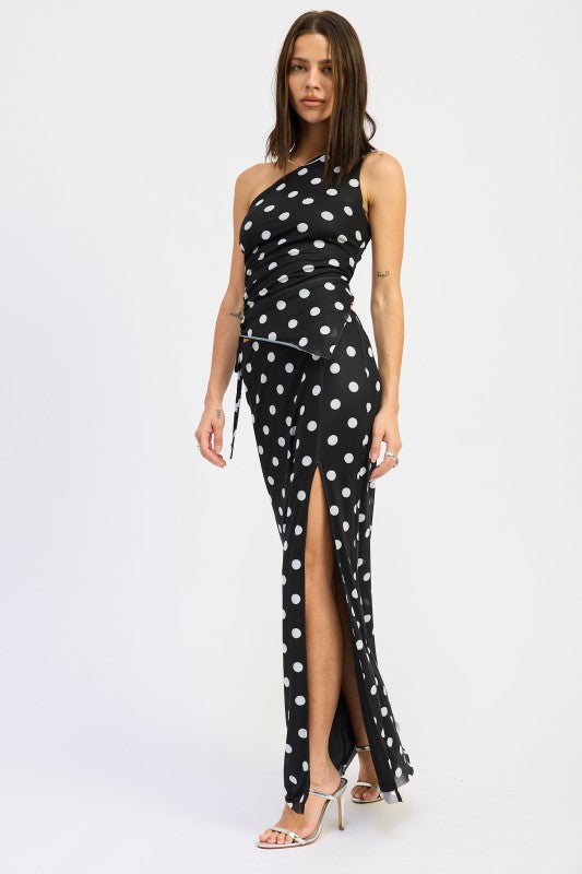 POLKADOT MAXI SKIRT WITH FRONT SLIT-Emory Park-[option4]-[option5]-[option6]-[option7]-[option8]-Shop-Boutique-Clothing-for-Women-Online
