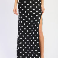 POLKADOT MAXI SKIRT WITH FRONT SLIT-Emory Park-[option4]-[option5]-[option6]-[option7]-[option8]-Shop-Boutique-Clothing-for-Women-Online