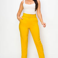 Women Ankle Slim Fit Cigarette pants with Belt-ACG Los Angeles-Mustard-S-[option4]-[option5]-[option6]-[option7]-[option8]-Shop-Boutique-Clothing-for-Women-Online