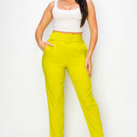 Women Ankle Slim Fit Cigarette pants with Belt-ACG Los Angeles-Lemon-S-[option4]-[option5]-[option6]-[option7]-[option8]-Shop-Boutique-Clothing-for-Women-Online