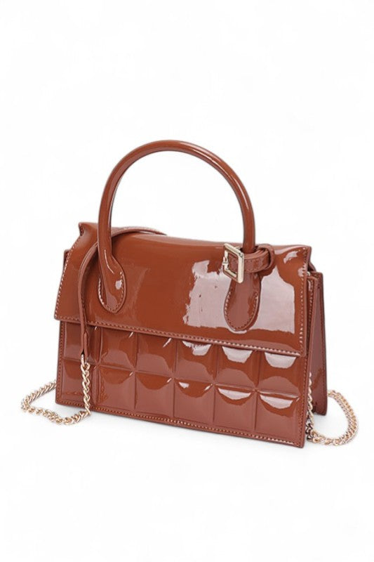Patent Faux Leather Embossed Top Handle Swing Bag-LA Jewelry Plaza-[option4]-[option5]-[option6]-[option7]-[option8]-Shop-Boutique-Clothing-for-Women-Online