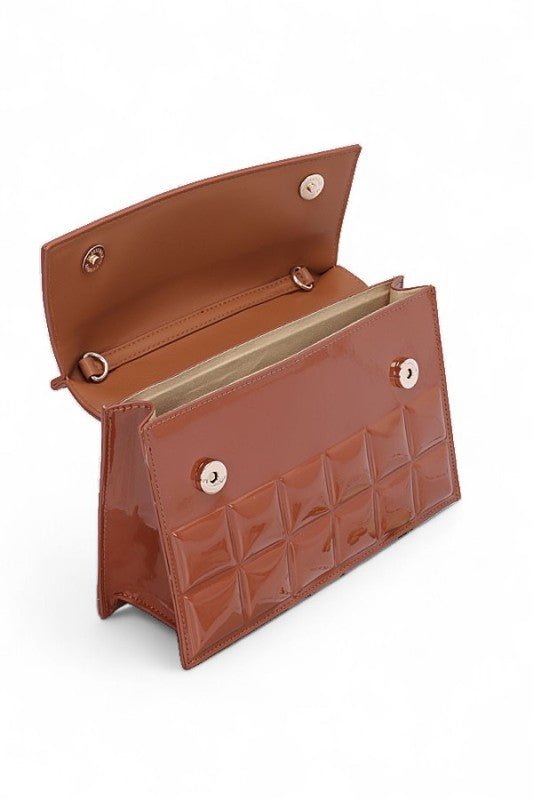 Patent Faux Leather Embossed Top Handle Swing Bag-LA Jewelry Plaza-[option4]-[option5]-[option6]-[option7]-[option8]-Shop-Boutique-Clothing-for-Women-Online