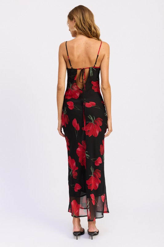 FLORAL PRINTED COWL NECK MIDI DRESS-Emory Park-[option4]-[option5]-[option6]-[option7]-[option8]-Shop-Boutique-Clothing-for-Women-Online