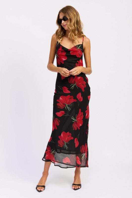 FLORAL PRINTED COWL NECK MIDI DRESS-Emory Park-[option4]-[option5]-[option6]-[option7]-[option8]-Shop-Boutique-Clothing-for-Women-Online