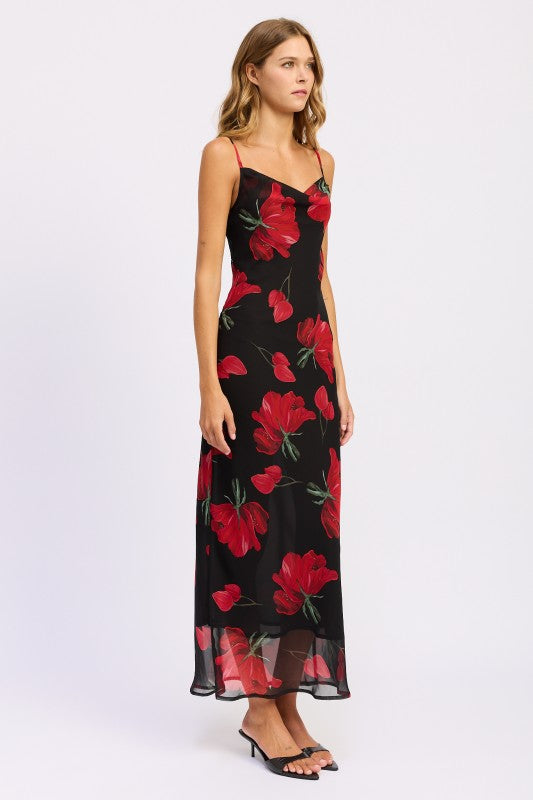 FLORAL PRINTED COWL NECK MIDI DRESS-Emory Park-[option4]-[option5]-[option6]-[option7]-[option8]-Shop-Boutique-Clothing-for-Women-Online