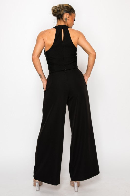 Dressy Palazzo Belted Pants & Halter Cropped Top-ACG Los Angeles-[option4]-[option5]-[option6]-[option7]-[option8]-Shop-Boutique-Clothing-for-Women-Online