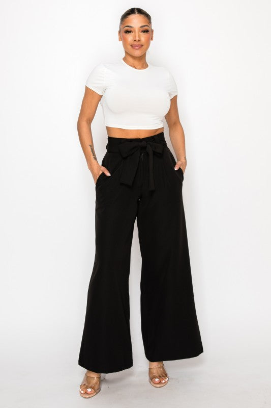 Dressy Palazzo Belted Pants & Halter Cropped Top-ACG Los Angeles-[option4]-[option5]-[option6]-[option7]-[option8]-Shop-Boutique-Clothing-for-Women-Online