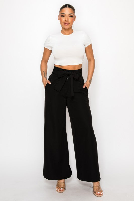 Dressy & Casual High Waisted Palazzo Belted Pants-ACG Los Angeles-Black-S-[option4]-[option5]-[option6]-[option7]-[option8]-Shop-Boutique-Clothing-for-Women-Online
