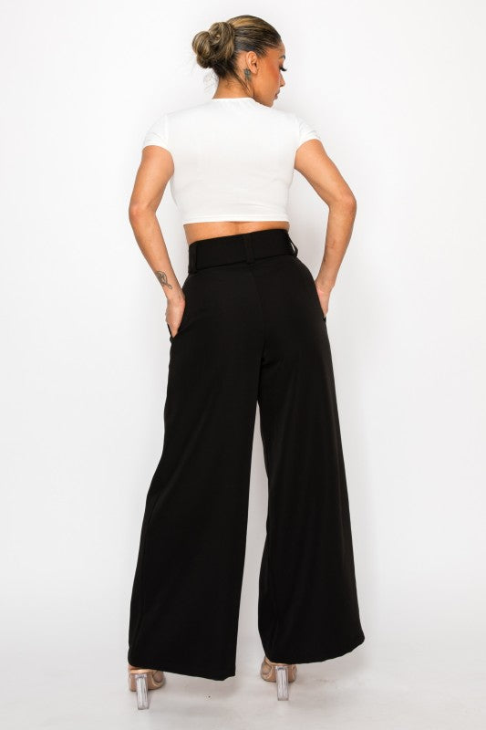Dressy & Casual High Waisted Palazzo Belted Pants-ACG Los Angeles-[option4]-[option5]-[option6]-[option7]-[option8]-Shop-Boutique-Clothing-for-Women-Online