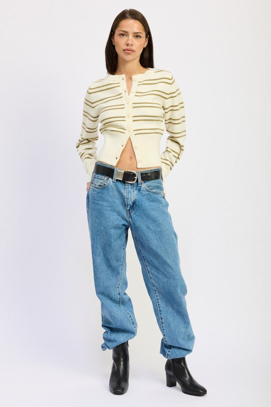BUTTON DOWN STRIPED CARDIGAN-Emory Park-[option4]-[option5]-[option6]-[option7]-[option8]-Shop-Boutique-Clothing-for-Women-Online