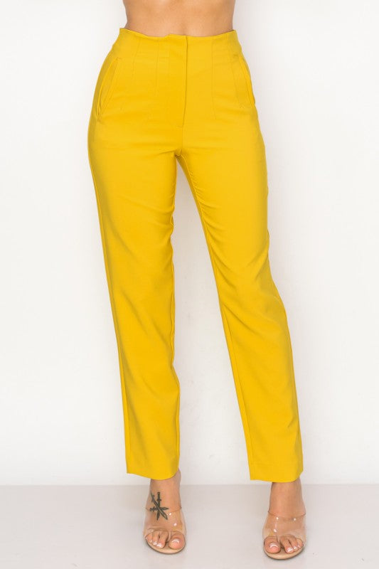 Pleated High Waist Dressy Pants-ACG Los Angeles-Mustard-S-[option4]-[option5]-[option6]-[option7]-[option8]-Shop-Boutique-Clothing-for-Women-Online