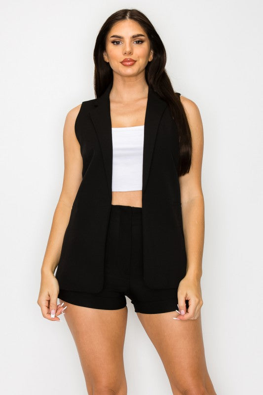 Dressy Pleated High waist Shorts & Long Vest Set-ACG Los Angeles-[option4]-[option5]-[option6]-[option7]-[option8]-Shop-Boutique-Clothing-for-Women-Online