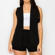 Dressy Pleated High waist Shorts & Long Vest Set-ACG Los Angeles-[option4]-[option5]-[option6]-[option7]-[option8]-Shop-Boutique-Clothing-for-Women-Online