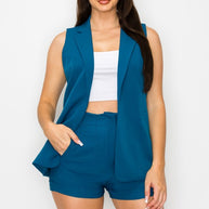 Dressy Pleated High waist Shorts & Long Vest Set-ACG Los Angeles-[option4]-[option5]-[option6]-[option7]-[option8]-Shop-Boutique-Clothing-for-Women-Online