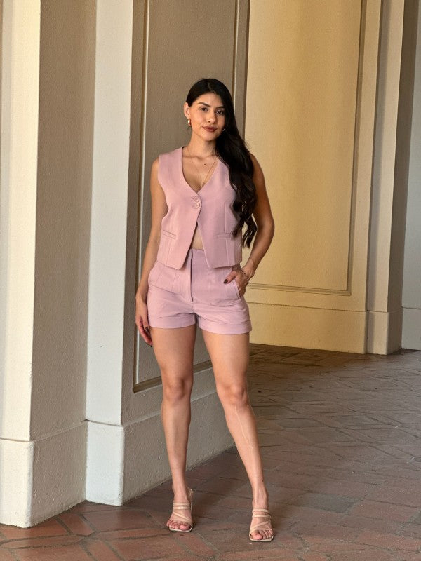 Dressy Pleated High Waist Shorts & Dressy Vest-ACG Los Angeles-[option4]-[option5]-[option6]-[option7]-[option8]-Shop-Boutique-Clothing-for-Women-Online