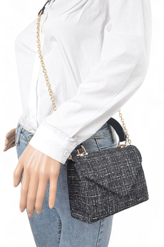 Tweed Fabric Top Handle Crossbody Swing Bag-Artini Accessories-[option4]-[option5]-[option6]-[option7]-[option8]-Shop-Boutique-Clothing-for-Women-Online