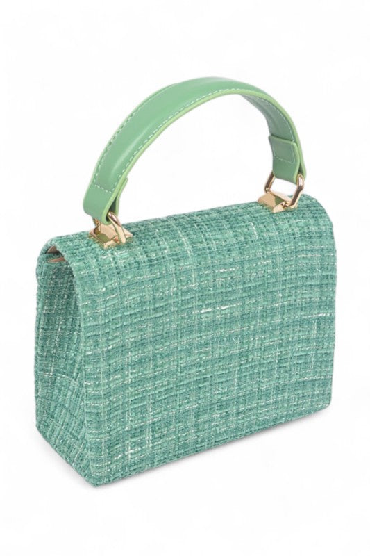 Tweed Fabric Top Handle Crossbody Swing Bag-Artini Accessories-[option4]-[option5]-[option6]-[option7]-[option8]-Shop-Boutique-Clothing-for-Women-Online
