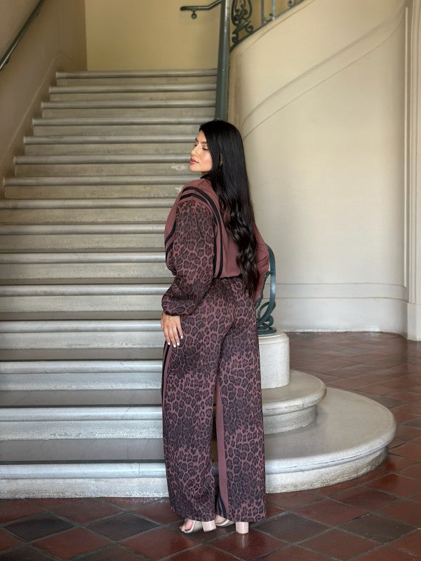 Leopard Print & Solid Stripes Contrast Loungewear-ACG Los Angeles-[option4]-[option5]-[option6]-[option7]-[option8]-Shop-Boutique-Clothing-for-Women-Online