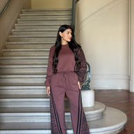 Leopard Print & Solid Stripes Contrast Loungewear-ACG Los Angeles-[option4]-[option5]-[option6]-[option7]-[option8]-Shop-Boutique-Clothing-for-Women-Online